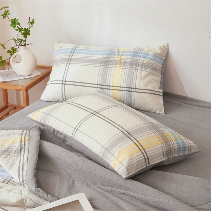 91家纺网 家纺一手货源 找家纺 2025新款A类里外全棉夏凉被100%新疆棉纯棉全棉填充无印格子款空调被原棉夏被 里外全棉-简灰格