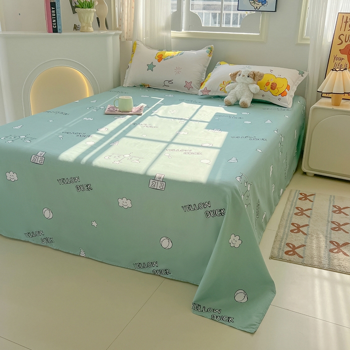 91家纺网 家纺一手货源 找家纺 悦织湾家纺 2025新款亲肤芦荟棉四件套轻奢印花磨毛床上用品亲肤棉四件套 开心鸭