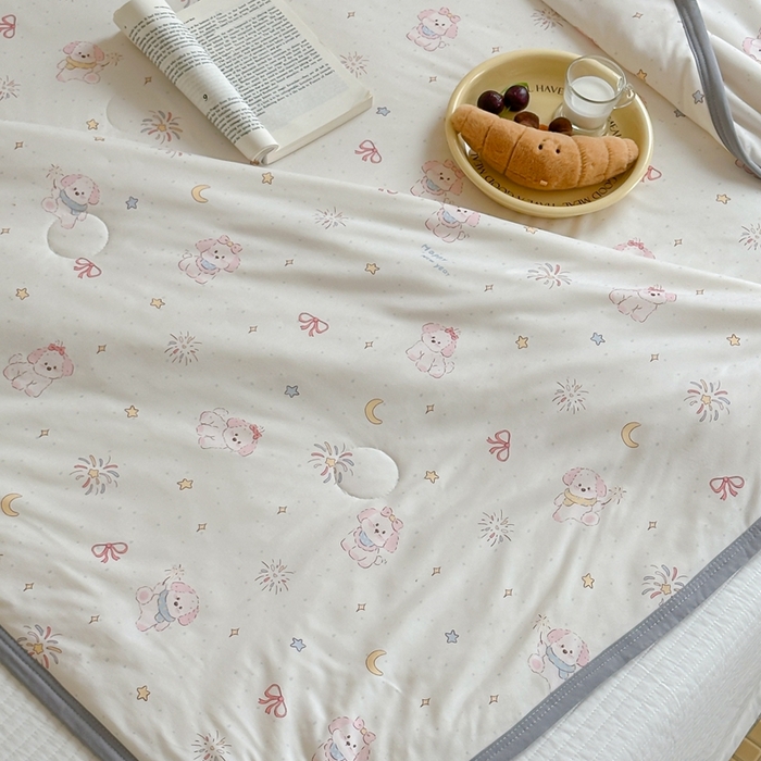 91家纺网 家纺一手货源 找家纺 觅糖家纺 2025新款软糯针织云柔大豆夏被 奶油小狗