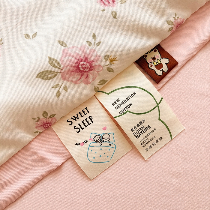 91家纺网 家纺一手货源 找家纺 金喜 2025新款小清新风格有氧针织双层纱大豆被夏被四件套 半亩花田