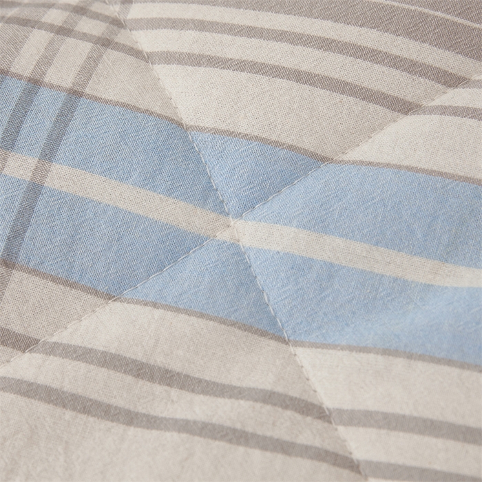 91家纺网 家纺一手货源 找家纺 2025新款A类里外全棉夏凉被100%新疆棉纯棉全棉填充无印格子款空调被原棉夏被 里外全棉-简灰格