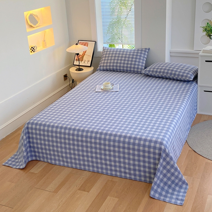 91家纺网 家纺一手货源 找家纺 爱彼家纺 2025新款锦柔老粗布席子凉席床单 千叶蓝