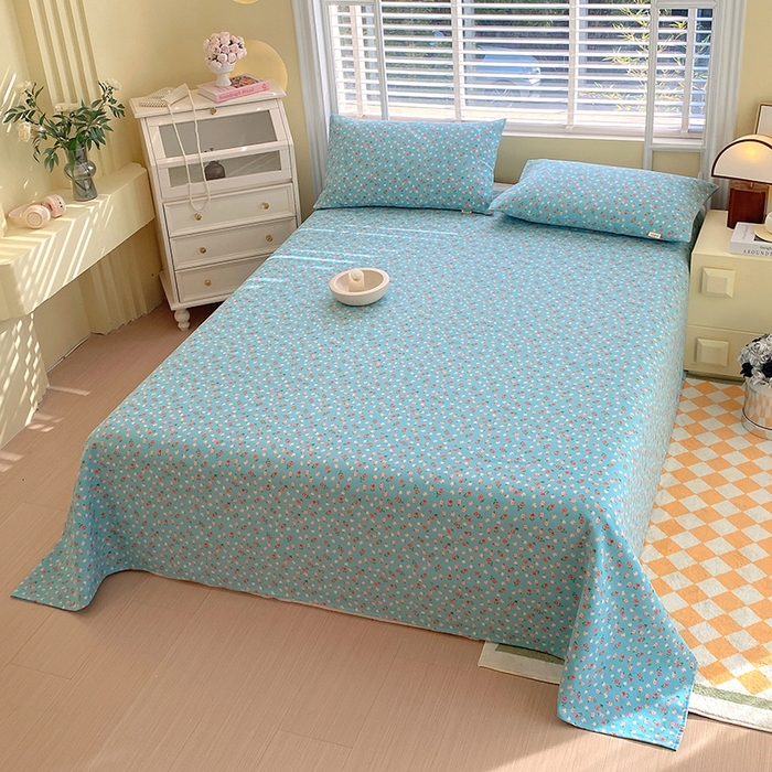 91家纺网 家纺一手货源 找家纺 爱彼家纺 2025新款锦柔老粗布席子凉席床单 蓝玫瑰