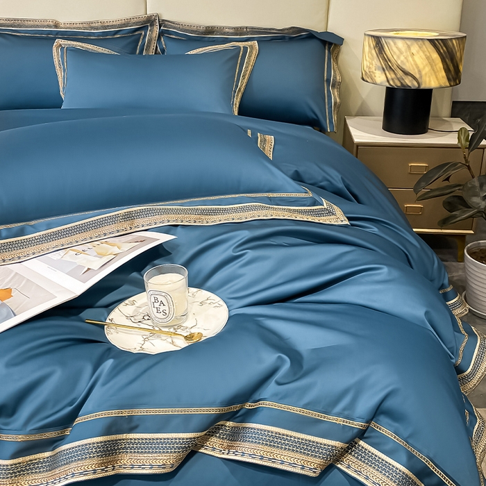 91家纺网 家纺一手货源 找家纺 瑞驰家纺 2025新款长绒棉纯棉绣花四件套--千寻系列 千寻-盛世兰