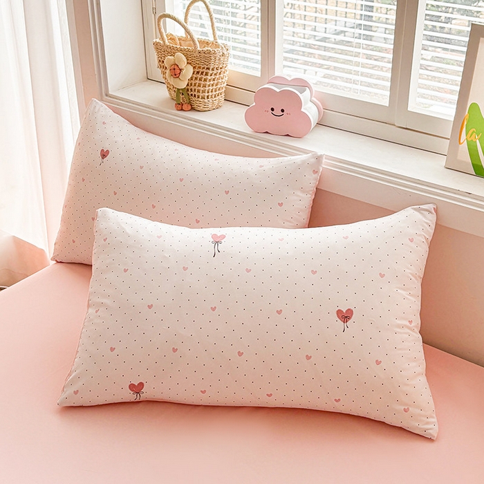 91家纺网 家纺一手货源 找家纺 金喜 2025新款小清新风格有氧针织双层纱大豆被夏被四件套 爱心气球