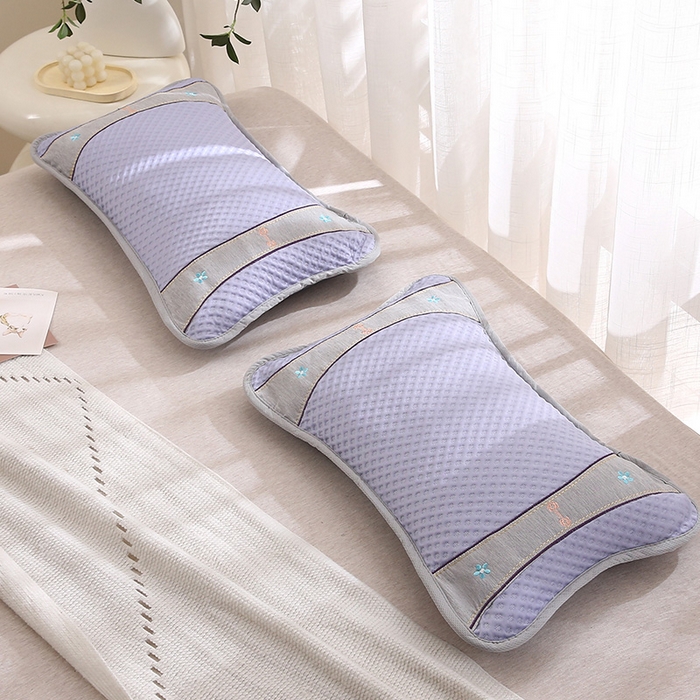 91家纺网 家纺一手货源 找家纺 纽乐家纺 2025夏季夏凉茶香枕头冰丝凉感华夫格凉豆豆茶叶茉莉花枕头枕芯 冰丝华夫格茶香枕-紫色 35x55cm/只