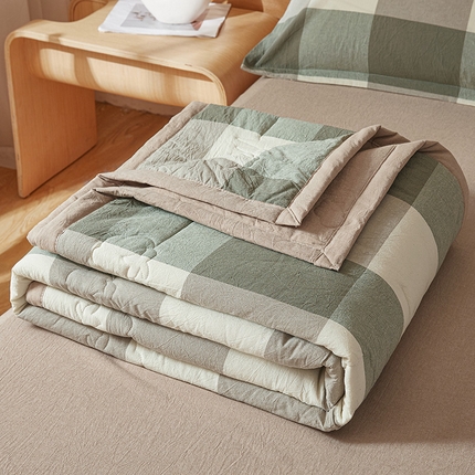 91家纺网 家纺一手货源 找家纺 西域种棉人·千百笠 2025新款A类100%新疆棉花夏凉被纯棉全棉填充原棉空调被手工宽边水洗棉夏被 绿大格