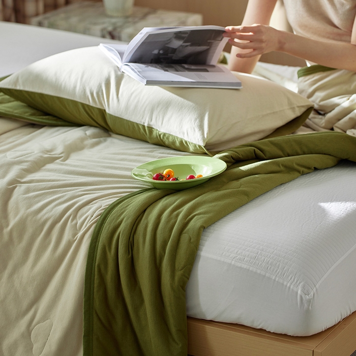 91家纺网 家纺一手货源 找家纺 （总）安莱生活 2025新款全棉纯棉云感针织棉双拼夏被夏凉被空调被