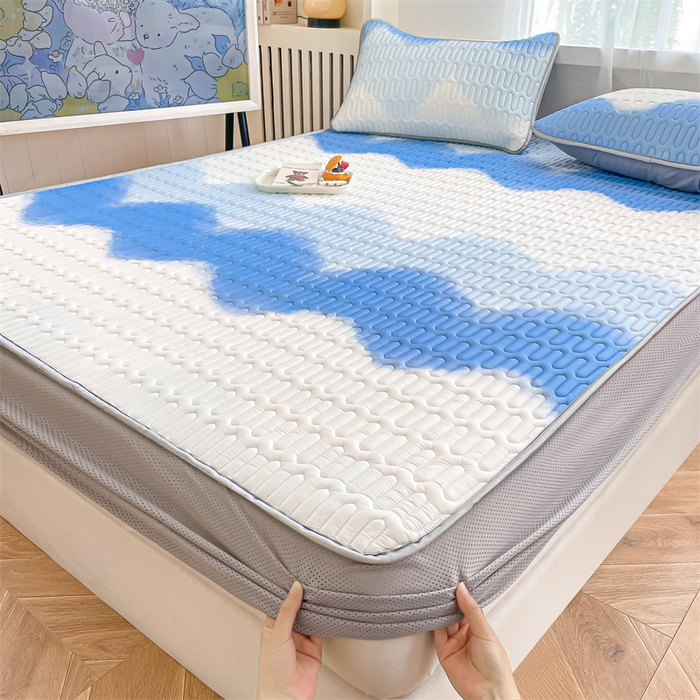 91家纺网 家纺一手货源 找家纺 布卢姆床垫 2025新款5mmA类乳胶凉席床笠套件夏被组合 海天线