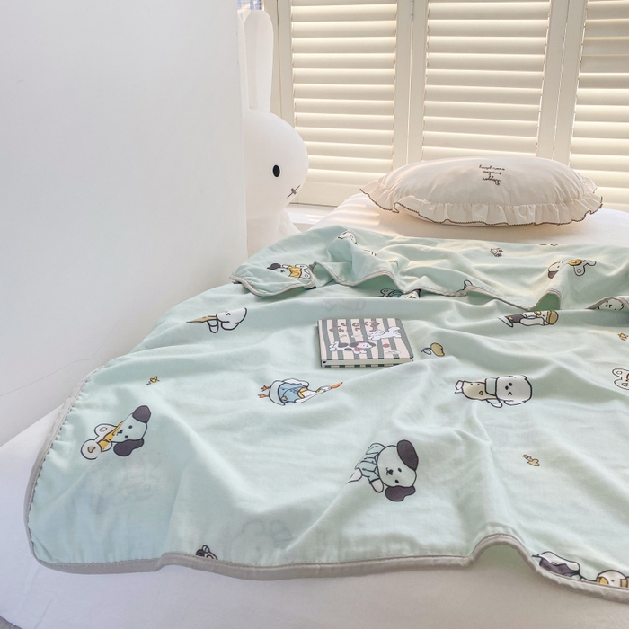 91家纺网 家纺一手货源 找家纺 潮邦 2025新款全棉双层纱多功能盖毯 动物派