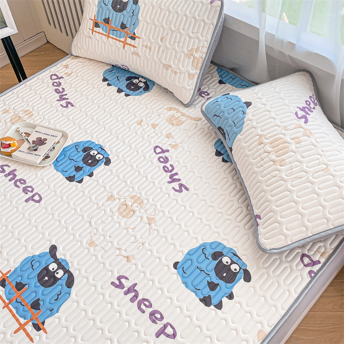 91家纺网 家纺一手货源 找家纺 布卢姆床垫 2025新款5mmA类乳胶凉席床笠套件夏被组合 小羊肖恩