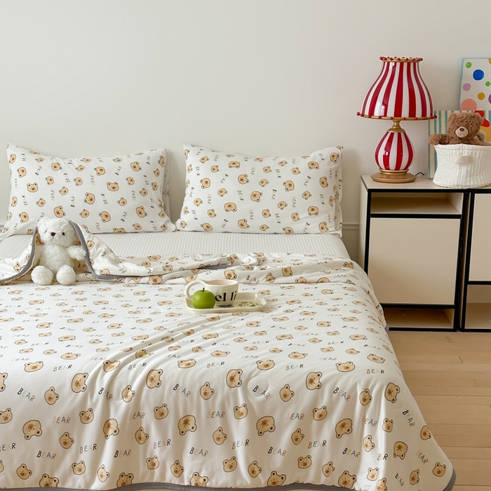 91家纺网 家纺一手货源 找家纺 觅糖家纺 2025新款软糯针织云柔大豆夏被 小白熊