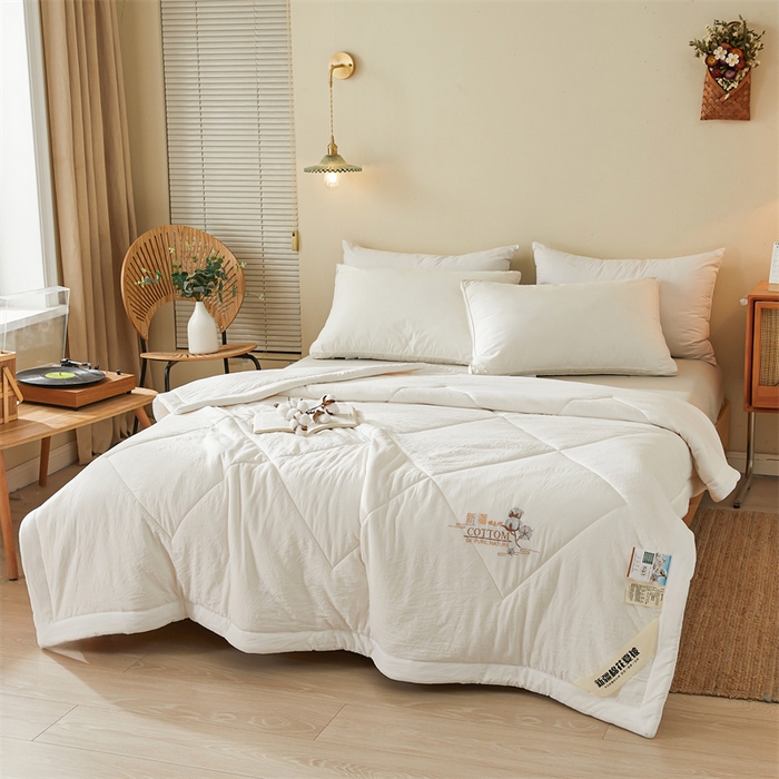 91家纺网 家纺一手货源 找家纺 （总）西域种棉人·千百笠 2025新款A类100%新疆棉花夏凉被纯棉全棉填充毛巾绣绣花纯色双拼原棉空调被夏被