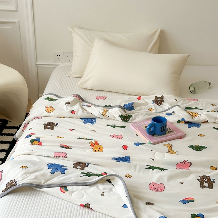 91家纺网 家纺一手货源 找家纺 觅糖家纺 2025新款软糯针织云柔大豆夏被 动物乐园