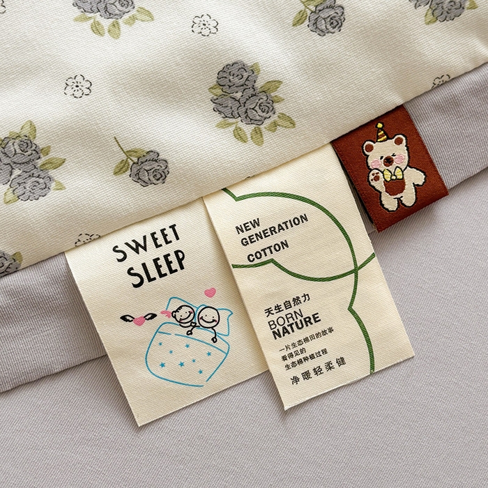 91家纺网 家纺一手货源 找家纺 金喜 2025新款小清新风格有氧针织双层纱大豆被夏被四件套 清欢