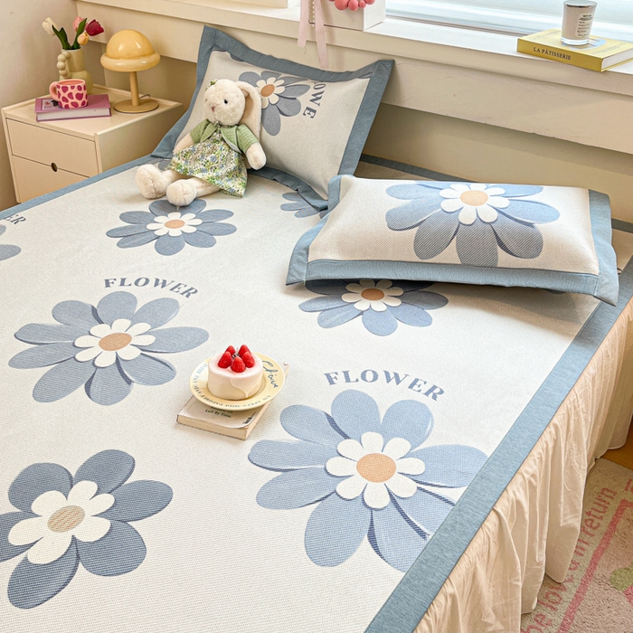 91家纺网 家纺一手货源 找家纺 花言狐语 2025新款印花真冰藤冰凉席 花语 