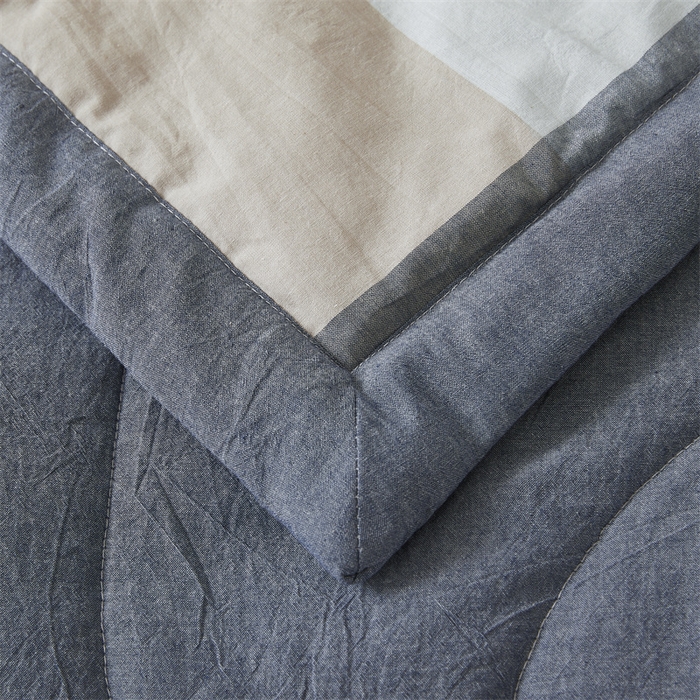 91家纺网 家纺一手货源 找家纺 2025新款A类里外全棉夏凉被100%新疆棉纯棉全棉填充无印格子款空调被原棉夏被 里外全棉-蓝大格