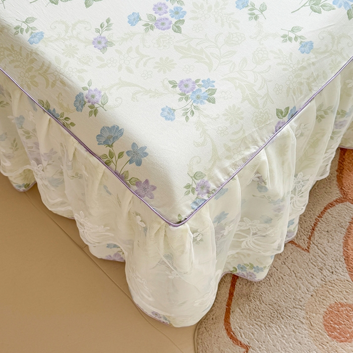 91家纺网 家纺一手货源 找家纺 宜凡家纺 2025新款全棉蕾丝花边床裙三件套 午后时光