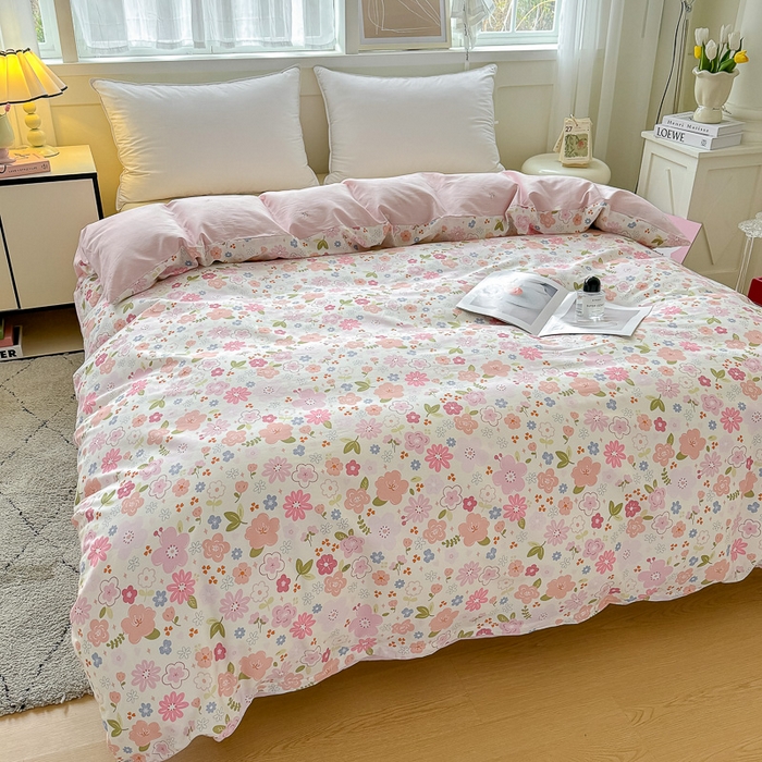 91家纺网 家纺一手货源 找家纺 红粉佳人家纺 2025春夏新款A类全棉纯棉12868纯棉单被套 倾心之恋