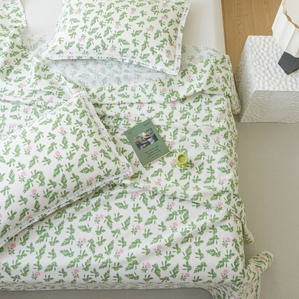 91家纺网 家纺一手货源 找家纺 （总）萌宝老粗布毛绒玩具 2025新款原棉老粗布印花床单系列细纱帆布软凉席三枚段条花边款