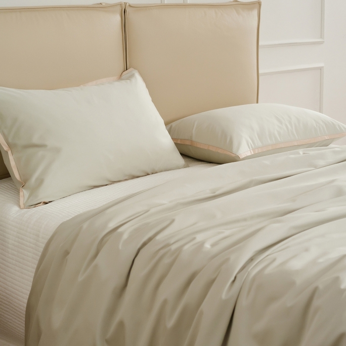 91家纺网 家纺一手货源 找家纺 EH家居 2025新款长绒棉缺角工艺单品系列单枕套 杏子灰