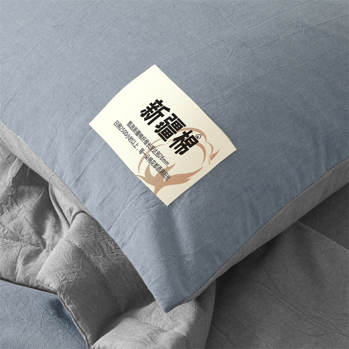 91家纺网 家纺一手货源 找家纺 2025新款A类里外全棉夏凉被100%新疆棉纯棉全棉填充无印格子款空调被原棉夏被 里外全棉-双拼浅蓝