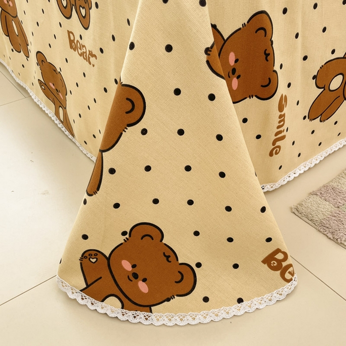 91家纺网 家纺一手货源 找家纺 新印象  2025新款花边老粗布床单款床笠款三件套小熊软糖