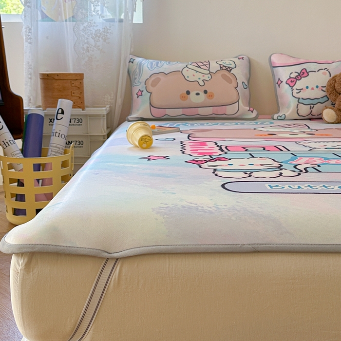 91家纺网 家纺一手货源 找家纺 美乐迪家纺 2025新款碳光凉感冰丝席 冰淇淋小站