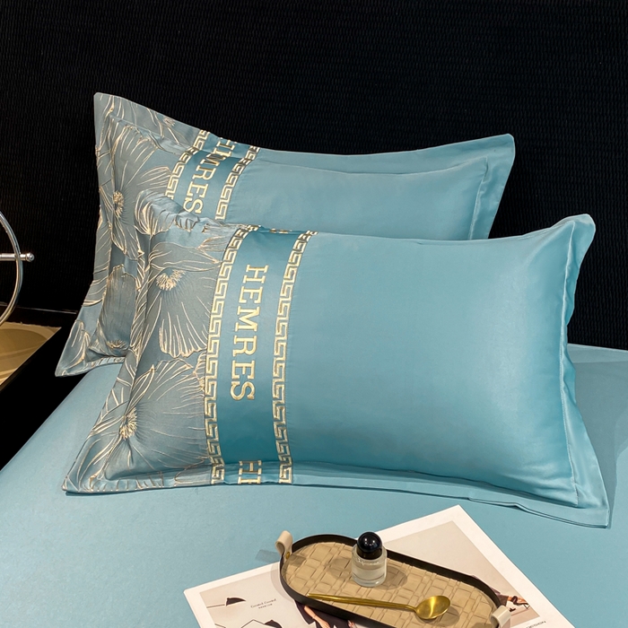 91家纺网 家纺一手货源 找家纺 子曰 2025新款金丝提花浮雕刺绣水洗真丝夏被四件套夏凉被空调被 花语-蓝