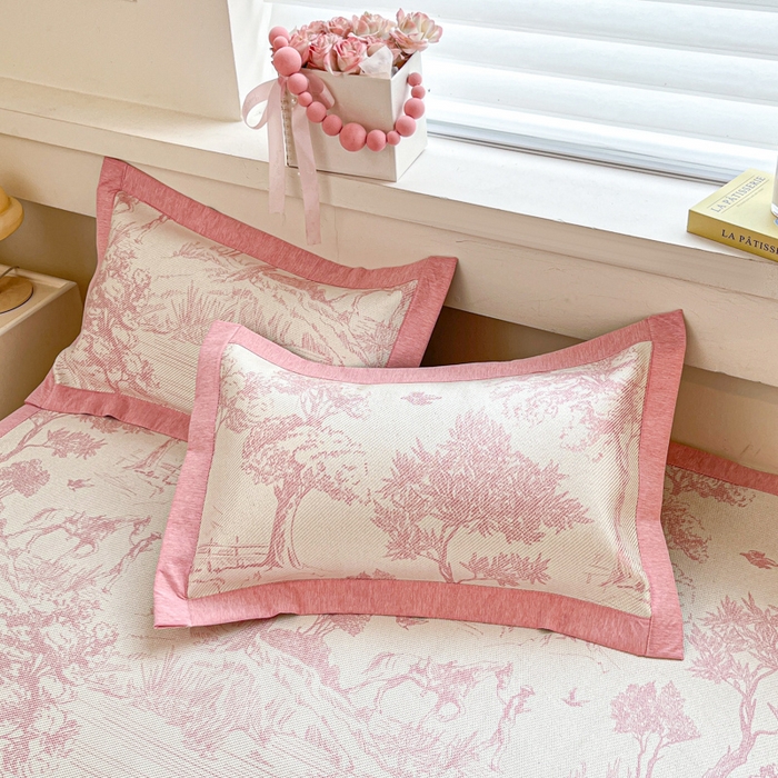 91家纺网 家纺一手货源 找家纺 花言狐语 2025新款印花真冰藤冰凉席 丛林间