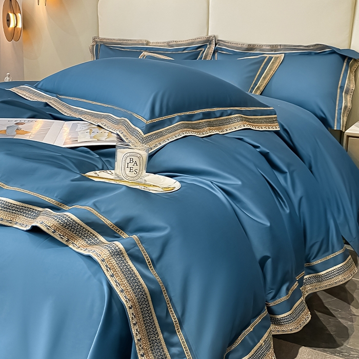 91家纺网 家纺一手货源 找家纺 瑞驰家纺 2025新款长绒棉纯棉绣花四件套--千寻系列 千寻-盛世兰