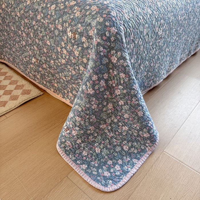 91家纺网 家纺一手货源 找家纺 宜梦家居【需要买家秀请联系老板】 2025新款双面纯棉夹层新疆棉花高温砂洗全棉床盖 银杉之梦