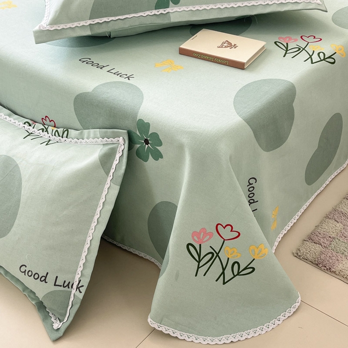 91家纺网 家纺一手货源 找家纺 新印象  2025新款花边老粗布床单款床笠款三件套怦然心动