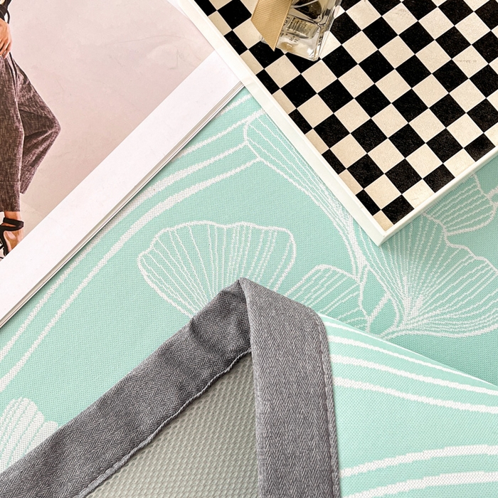 91家纺网 家纺一手货源 找家纺 子曰 2025新款高定版A类PE聚乙烯凉感凉席提花凉席 银杏叶-绿