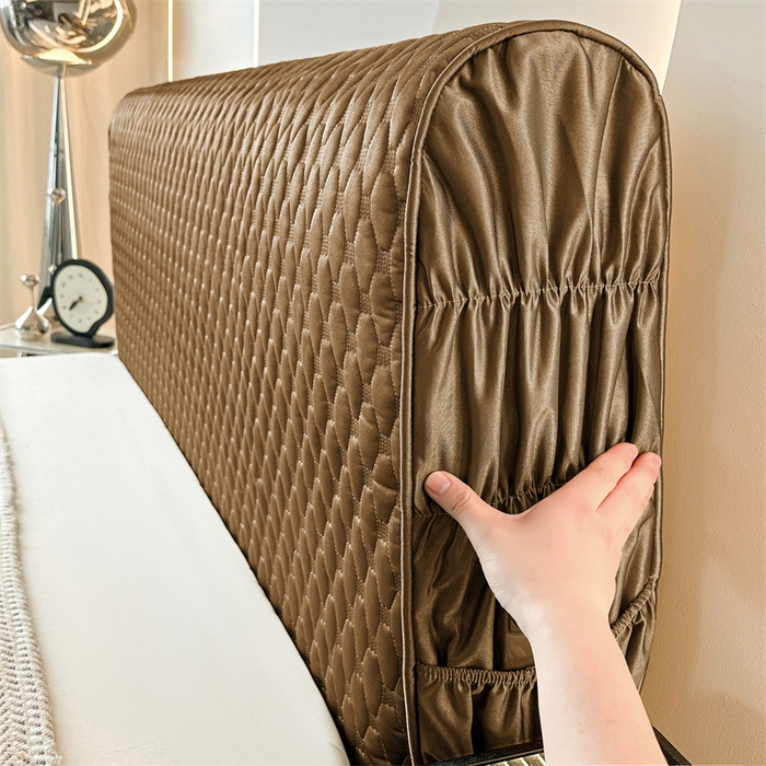 91家纺网 家纺一手货源 找家纺 情恒家纺 2025夏季款亮光布加厚双面用床头罩 00焦糖色