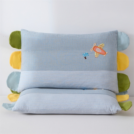 大熊枕芯  2025新款贴布绣全棉水洗棉儿童荞麦枕 贴布绣-飞机（枕套+荞麦壳内胆30*50cm）