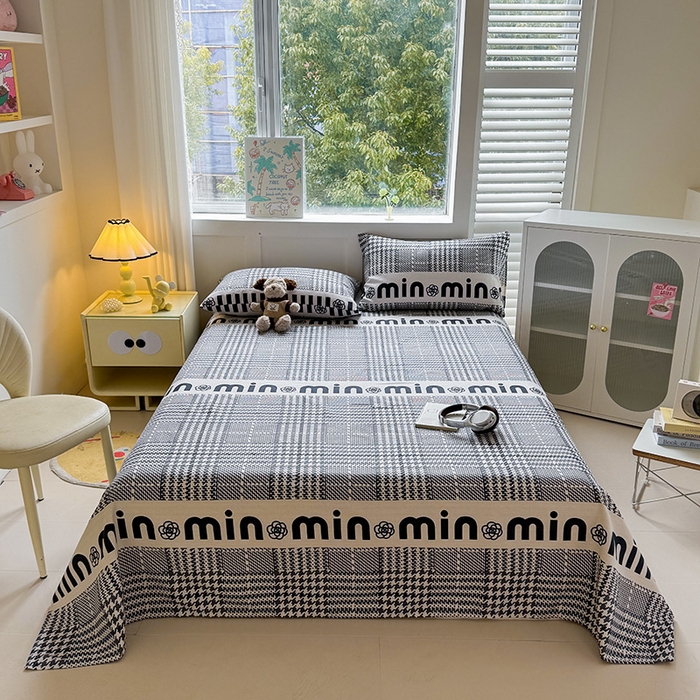 91家纺网 家纺一手货源 找家纺 晓时候 2025原棉老粗布床单凉席三件套软凉席子单床单 潮流米兰