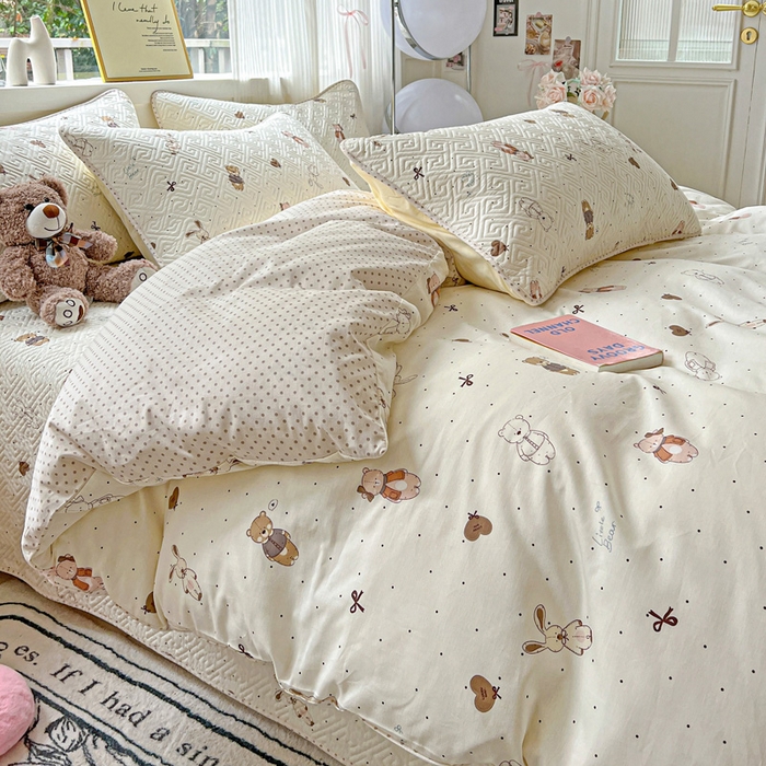 91家纺网 家纺一手货源 找家纺 羽爱家纺 2025新款A类双面全棉印花床盖套件 甜心派对