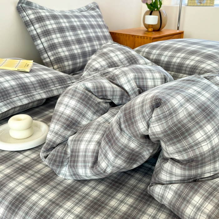 91家纺网 家纺一手货源 找家纺 金窝窝家纺 2025新款纯棉水洗棉四件套 爱锦灰