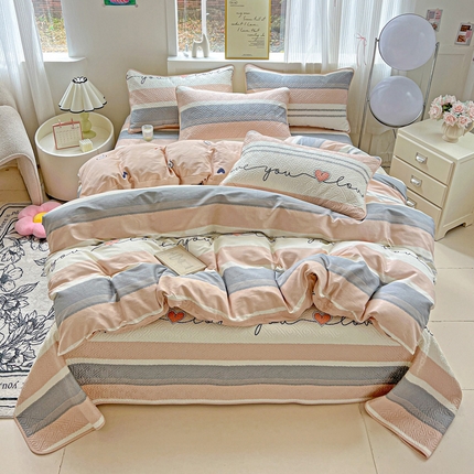 羽爱家纺 2025新款A类双面全棉印花床盖套件 心悦