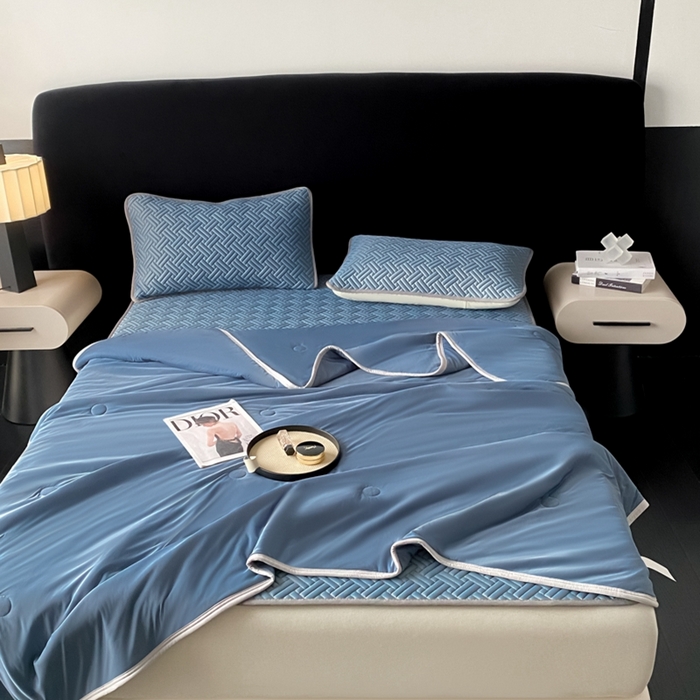 91家纺网 家纺一手货源 找家纺 （总）欧邦 2025新款加厚纯色凉席四件套--夏被四件套