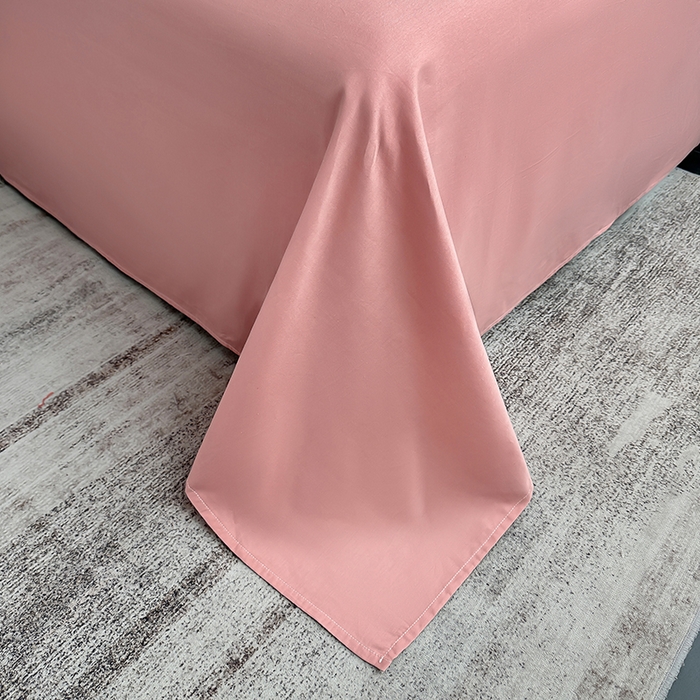 91家纺网 家纺一手货源 找家纺 宇彬家纺 2025新款直播热款13374全棉母婴级压线一字绣宽边枕套被套纯色滚边麻绳四件套贡缎新疆长绒 梦系列-奶油粉