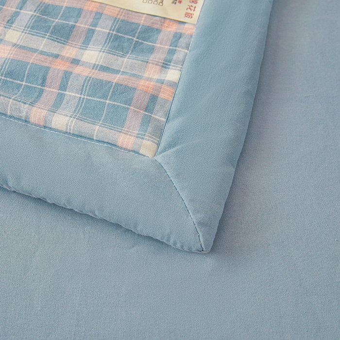 91家纺网 家纺一手货源 找家纺 创优家纺 2025新款无印风格子新疆棉夏被空调被纯棉花被夏被子薄被芯水洗棉包检测 印象蓝