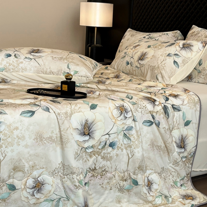 91家纺网 家纺一手货源 找家纺 花满路 2025新款成人夏被 月华