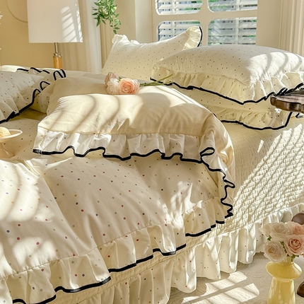 91家纺网 家纺一手货源 找家纺 （总）韩约家纺 2025新款1皱皱纱时尚花边款四件套