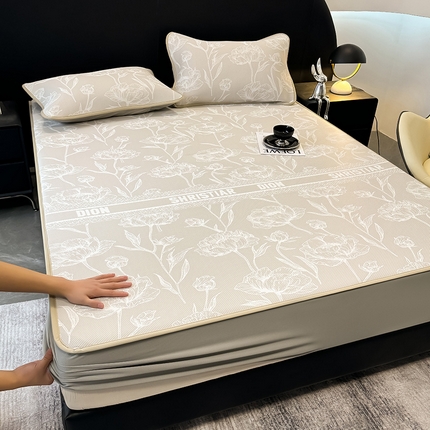 懒猫家纺 2025春夏新款PE凉感提花床席款床笠款凉席 欧洛莎 床笠款