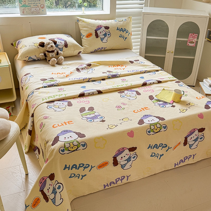 91家纺网 家纺一手货源 找家纺 晓时候 2025原棉老粗布床单凉席三件套软凉席子单床单 酷狗