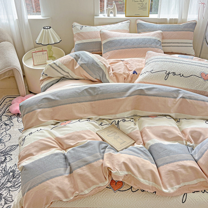 91家纺网 家纺一手货源 找家纺 羽爱家纺 2025新款A类双面全棉印花床盖套件 心悦