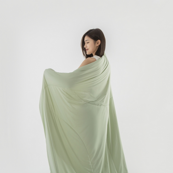 91家纺网 家纺一手货源 找家纺 金喜 2025新款锦氨冰川凉感被裸机面料夏凉被凉感薄被子-冰菓夏被 豆蔻绿 