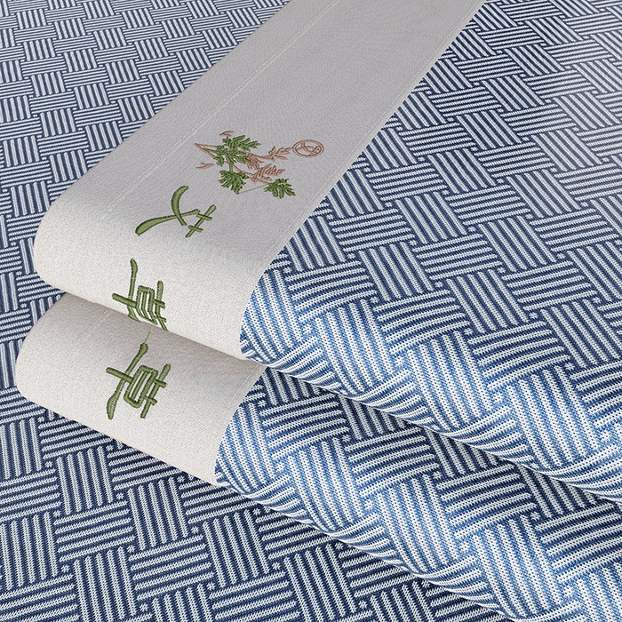 91家纺网 家纺一手货源 找家纺 席之家 2025新款凉感艾草冰藤席凉席席子 饼干花-蓝色